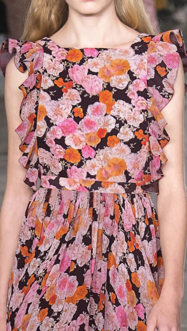AIIZIE FLORAL PRINT RUFFLED MAXI DRESS WITH SLEEVELESS DESIGN - product image