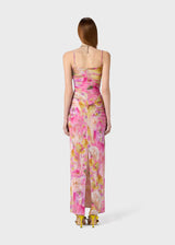 molly Floral Appliqué Print Maxi Dress in pink