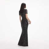 tiffany Crystal embellished Maxi Dress in black