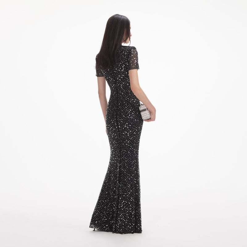 tiffany Crystal embellished Maxi Dress in black
