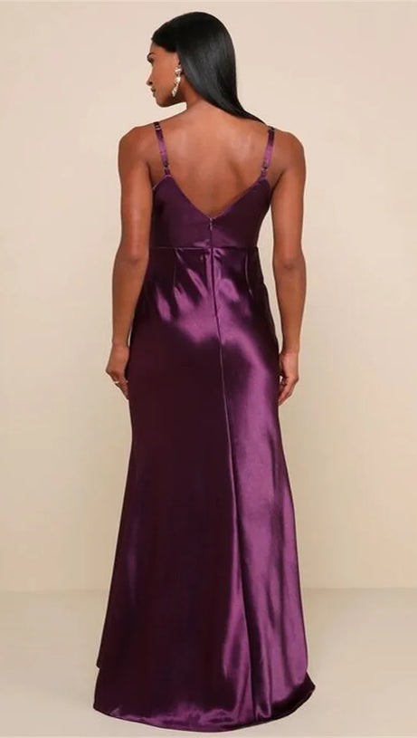 DARK PURPLE SATIN MERMAID MAXI DRESS