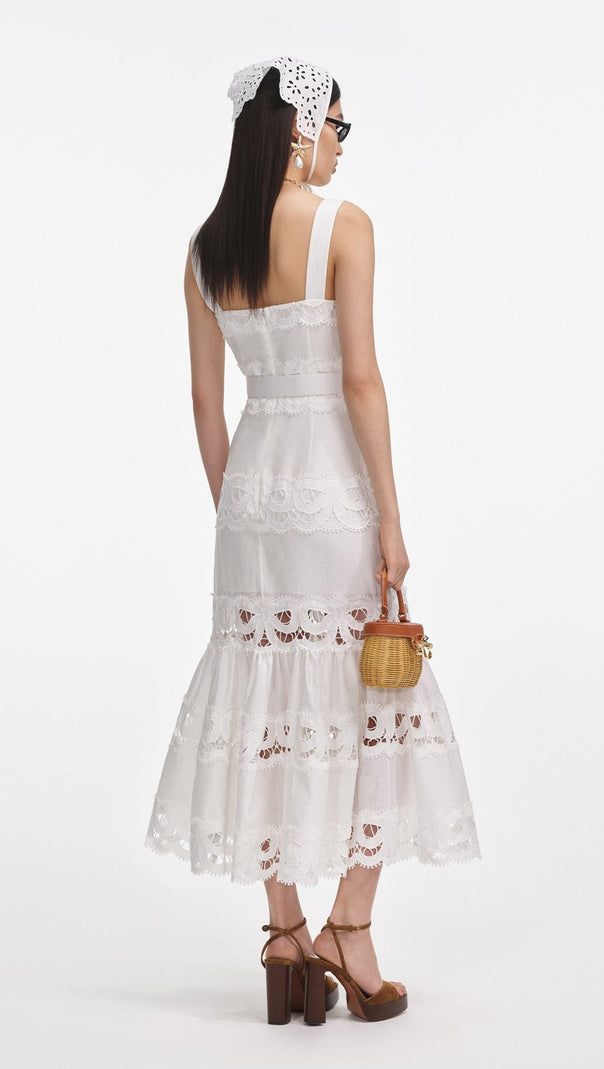AIIZIE KEANE LACE INSERT BELTED MIDI DRESS - product image