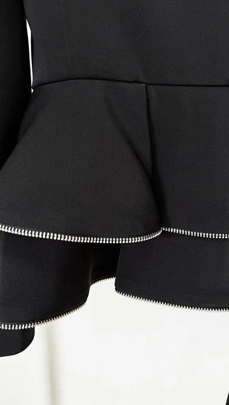 JAMIE ZIPPED PEPLUM DOUBLE-BREASTED BLAZER SET