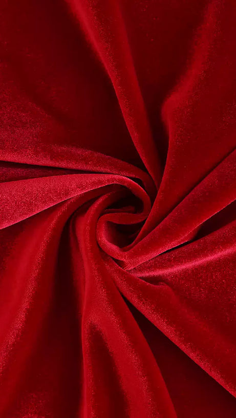 RED VELVET MOCK NECK MAXI DRESS WITH BELT