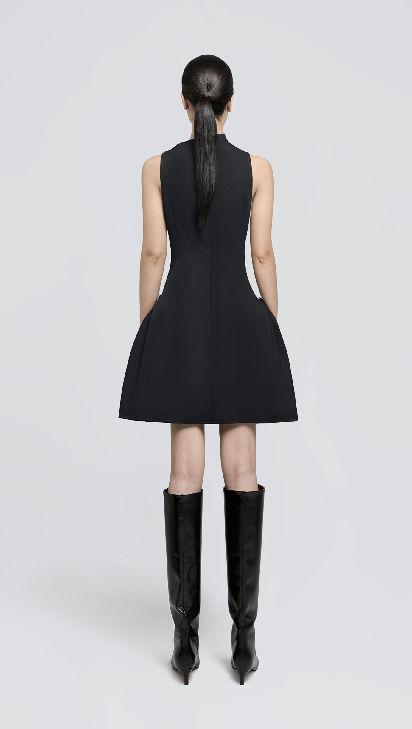 ASYMMETRICAL FLARED MINI DRESS