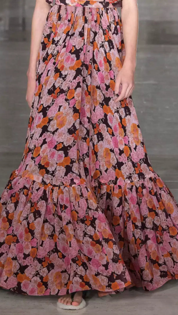 AIIZIE FLORAL PRINT RUFFLED MAXI DRESS WITH SLEEVELESS DESIGN - product image