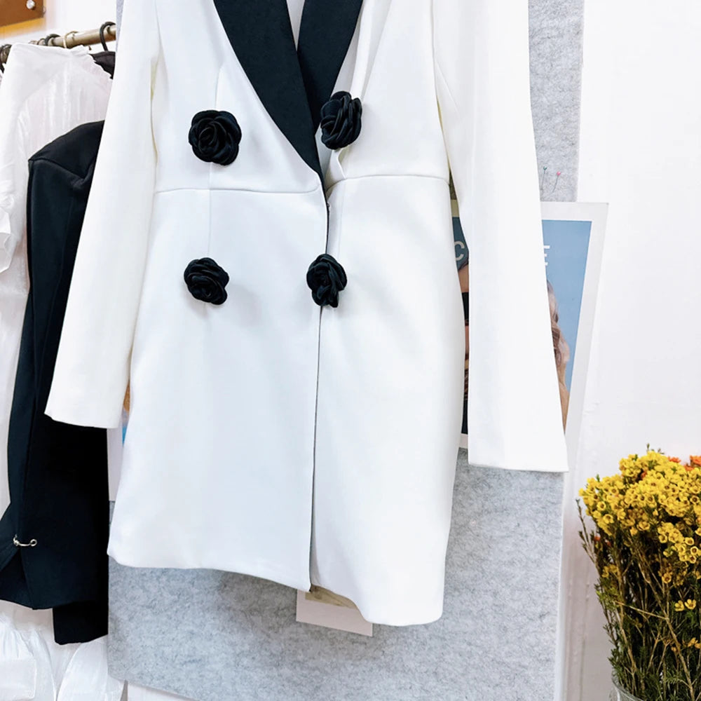 AIIZIE LETITIA FLORAL CONTRAST WHITE BLAZER MINI DRESS - product image