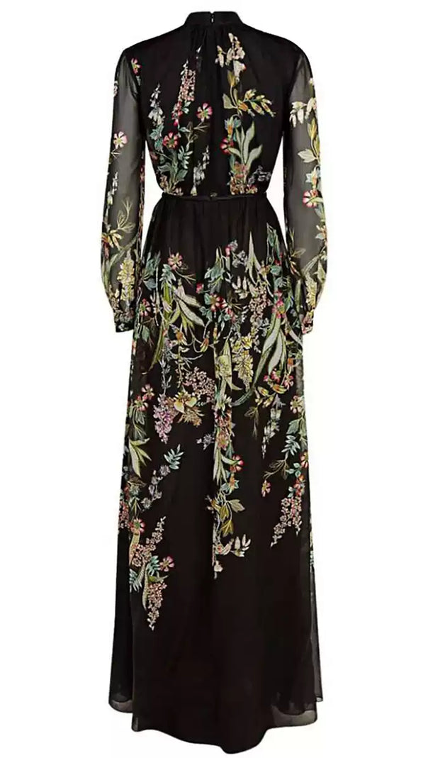AIIZIE BLACK LACE FLORAL MAXI DRESS - product image