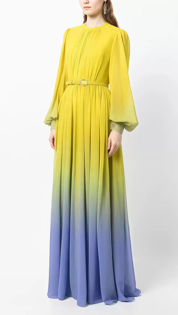 AIIZIE NICHE GRADIENT YELLOW LONG MAXI DRESS - product image
