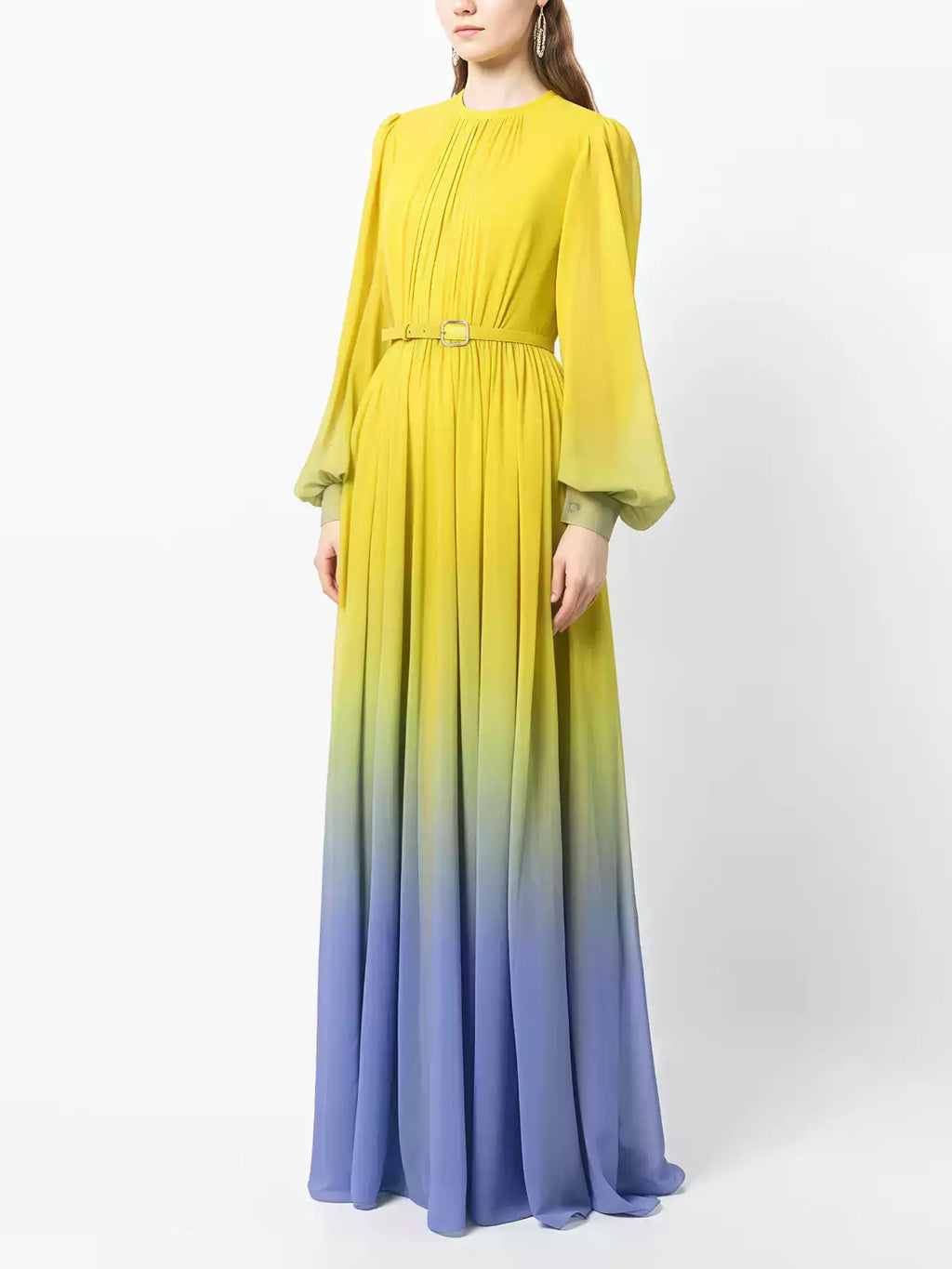 Niche – Langes Maxikleid in Gelb mit Farbverlauf