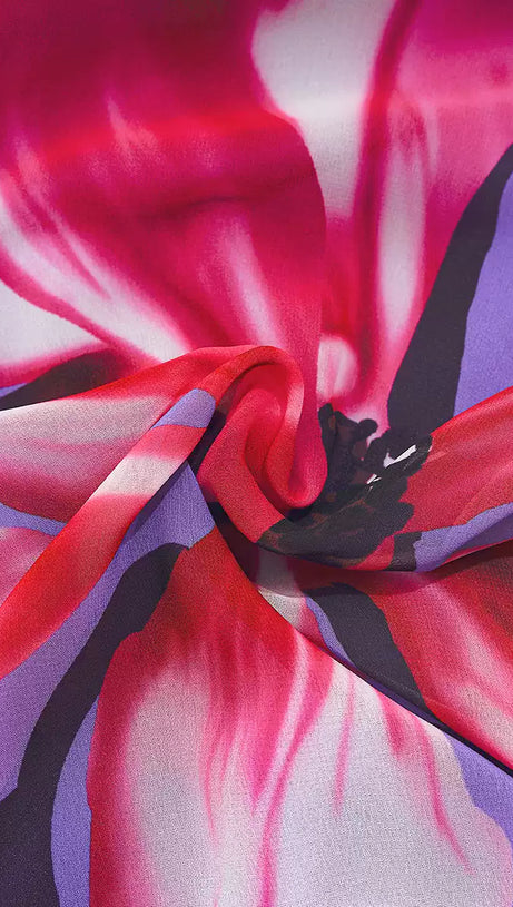 PURPLE FLORAL MAXI DRESS WITH LONG SLEEVES AND V NECK