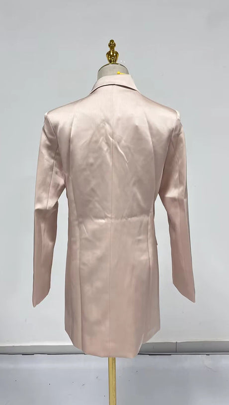 BREENDA ASYMMETRIC CLOSURE BLAZER IN PALE PINK