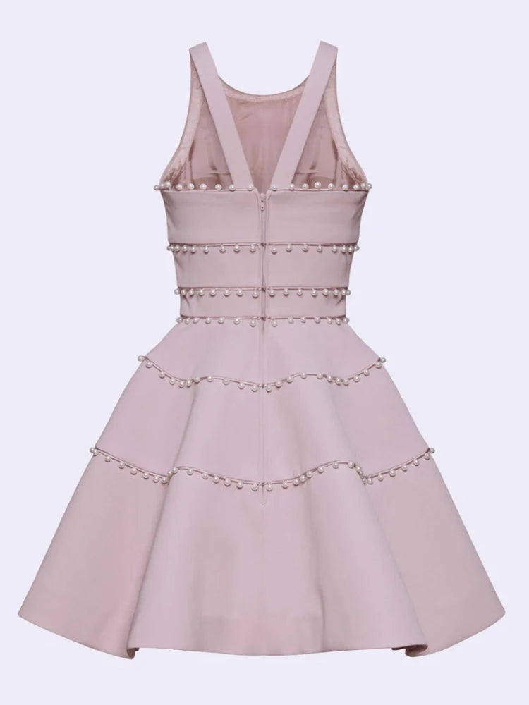 AIIZIE A-LINE MINIDRESS WITH PEARL DETAIL IN PINK - product image