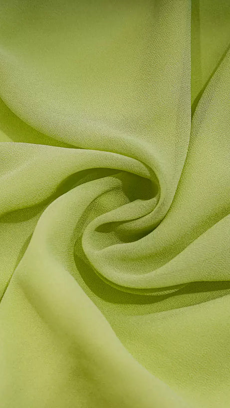 ELEGANT LIME GREEN CHIFFON GOWN WITH RUFFLED SLEEVES