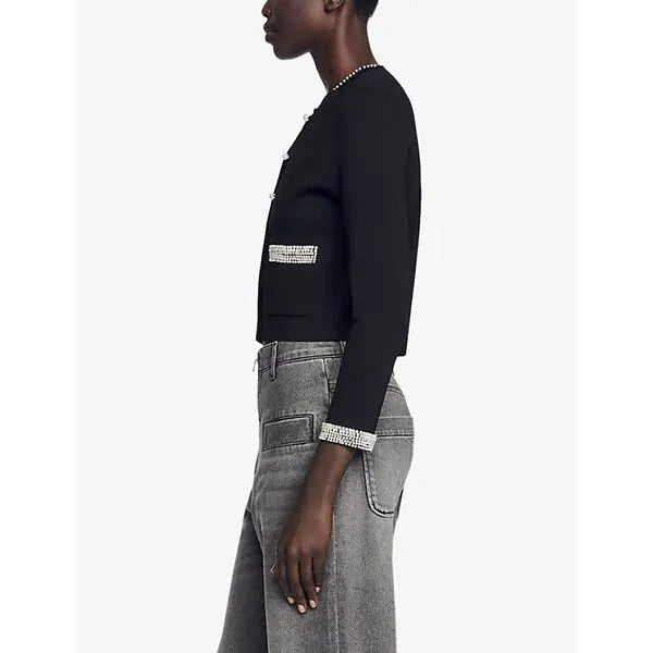 NAMAL EMBELLISHED CARDIGAN IN BLACK