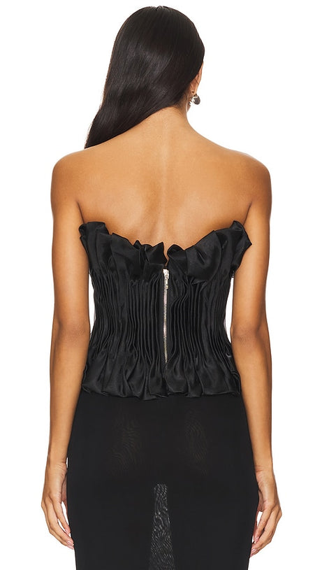 TOP CON STAMPA E BALZE IN NERO