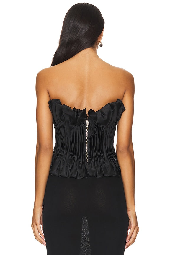 AIIZIE PRINT RUFFLE TRIM TOP IN BLACK - product image