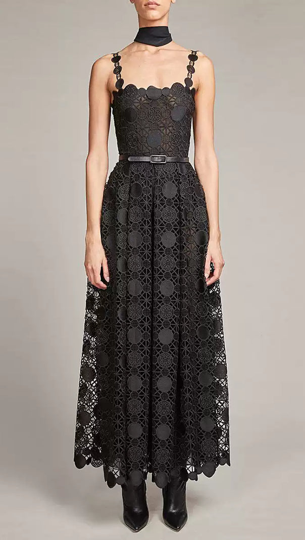 AIIZIE BLACK LACE STRAPLESS MAXI DRESS - product image