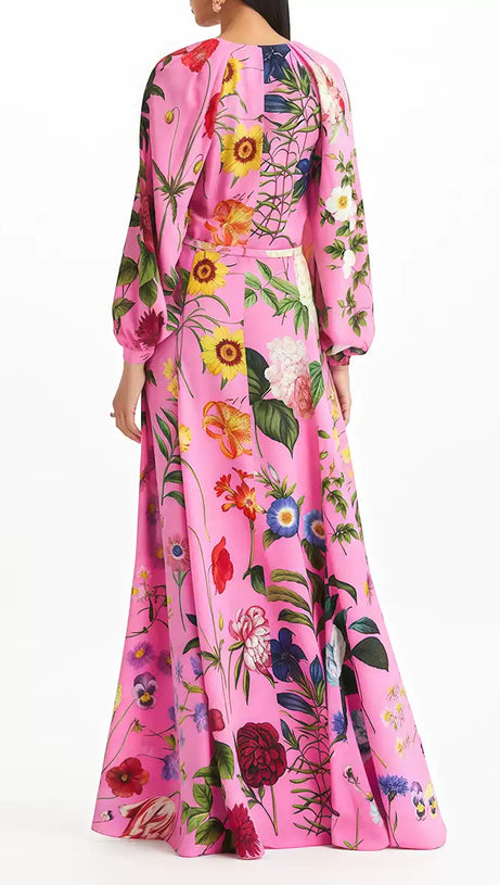 CHARMING PINK FLORAL MAXI DRESS