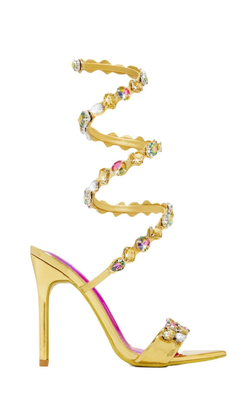 Laura Diamond Ankle Strap Stiletto Sandals - Gold