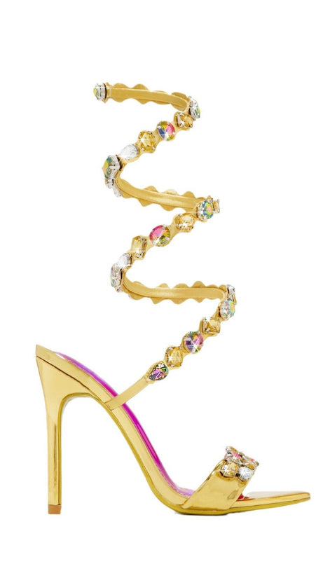 Laura Diamond Stiletto-Sandalen mit Knöchelriemen - Gold