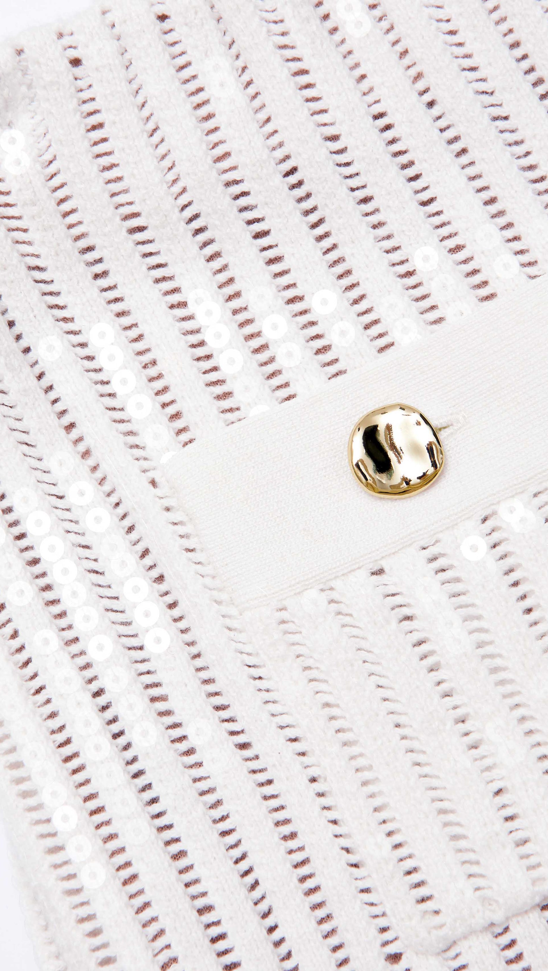 WHITE SEQUIN CROCHET TOP