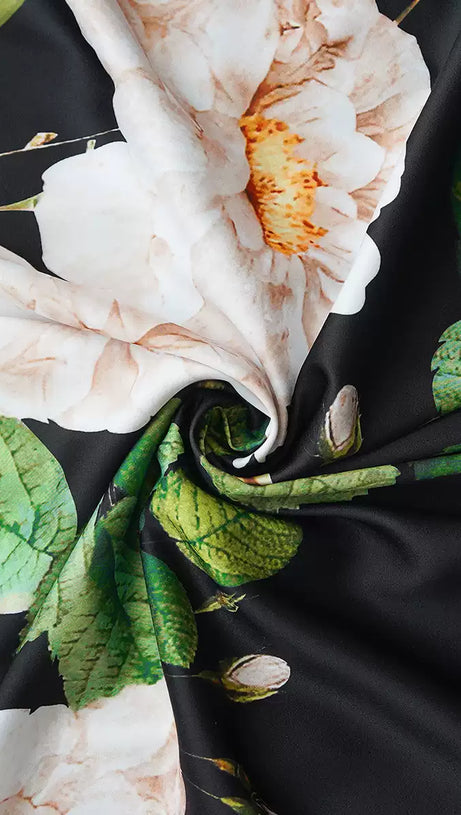 BLACK WATERCOLOR FLORAL CHIFFON SLEEVELESS  MAXI DRESS