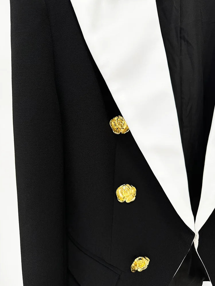 AIIZIE GISELLE SLIM-FIT JACKET WITH ROSES BUTTONS IN BLACK - product image