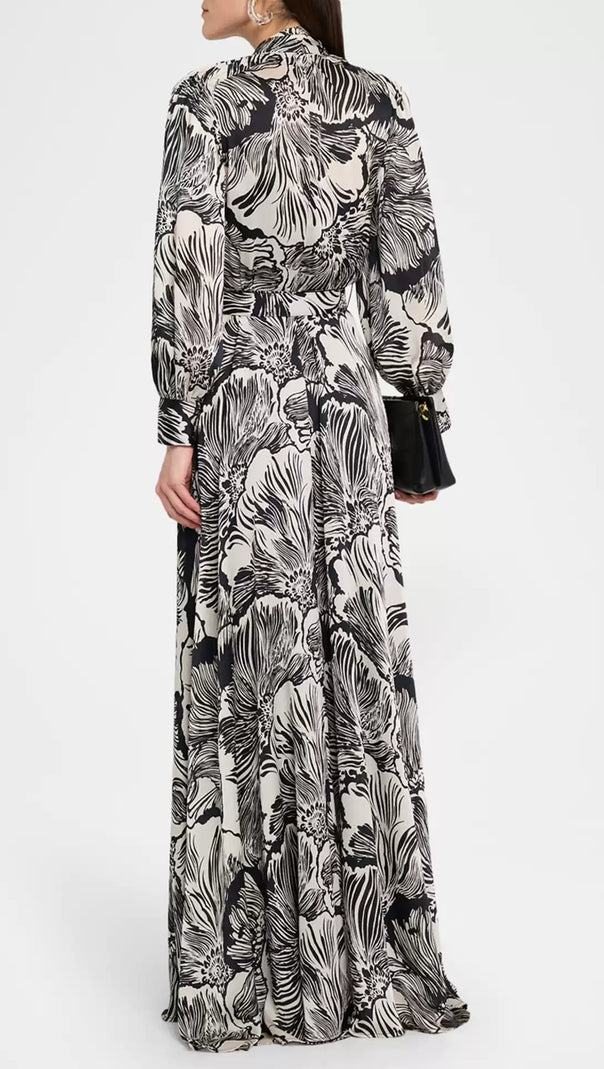 AIIZIE MONOCHROME FLORAL PRINT SHIRT MAXI DRESS - product image