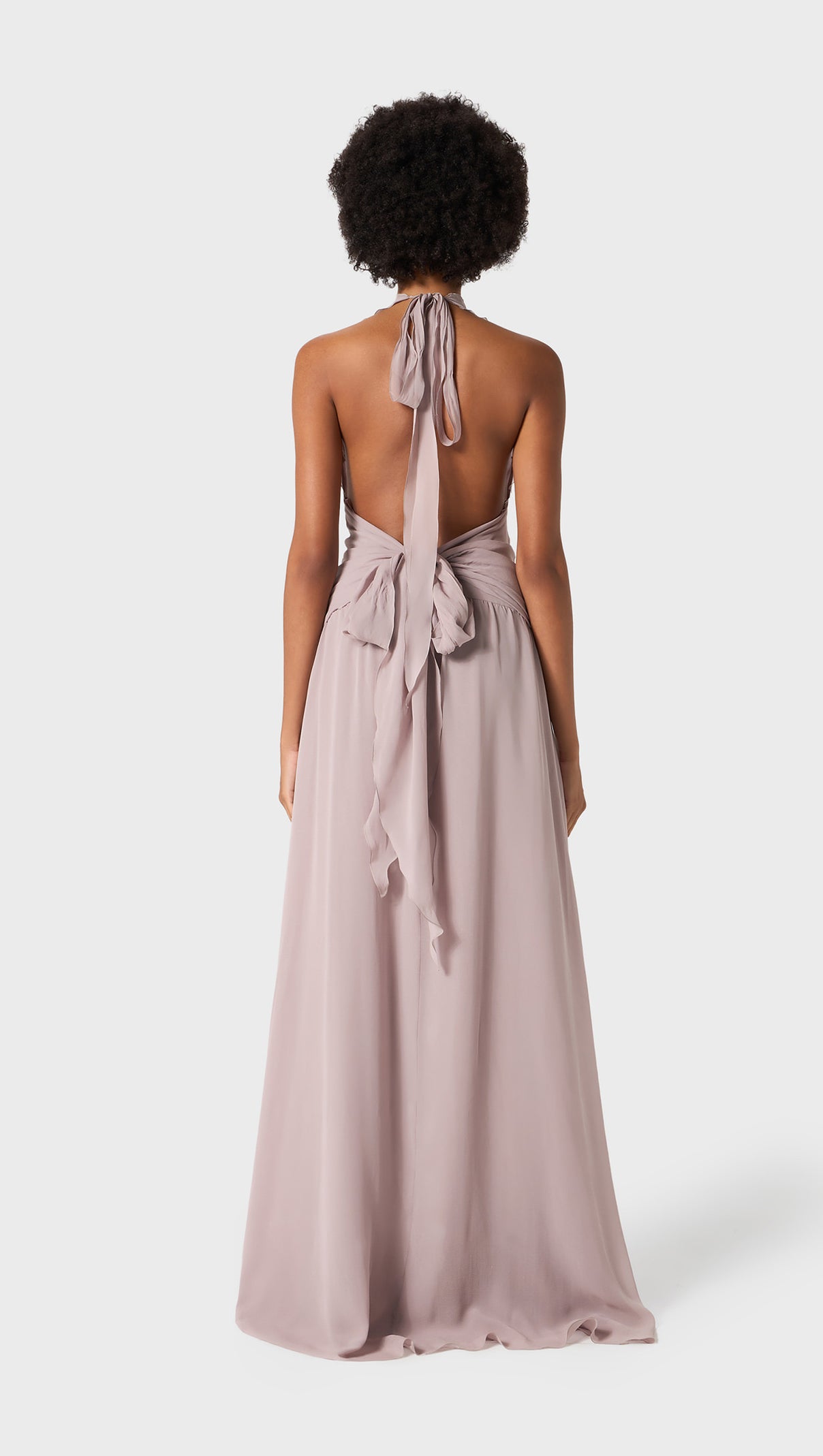 AIIZIE AONAVER FLORAL RUFFLE HALTER MAXI DRESS IN PURPLE - product image