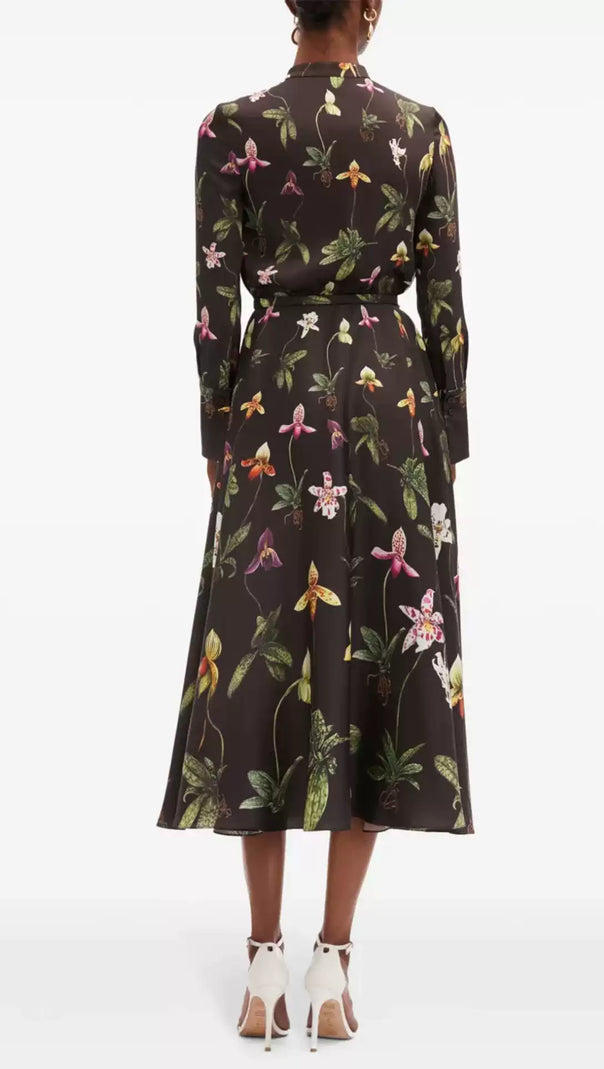 AIIZIE FLORAL PRINT BELTED SHIRT MIDI DRESS - product image