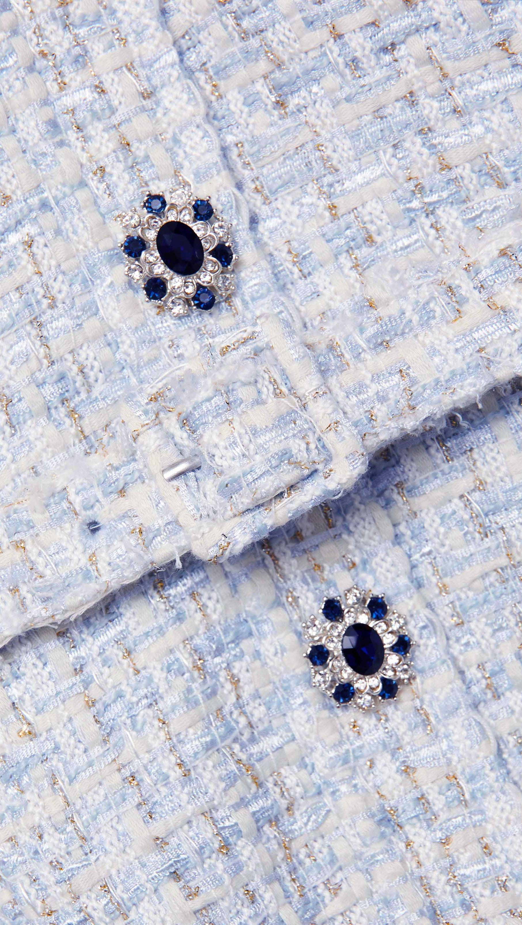 AIIZIE BLUE BOUCLE SLEEVELESS MINI DRESS - product image