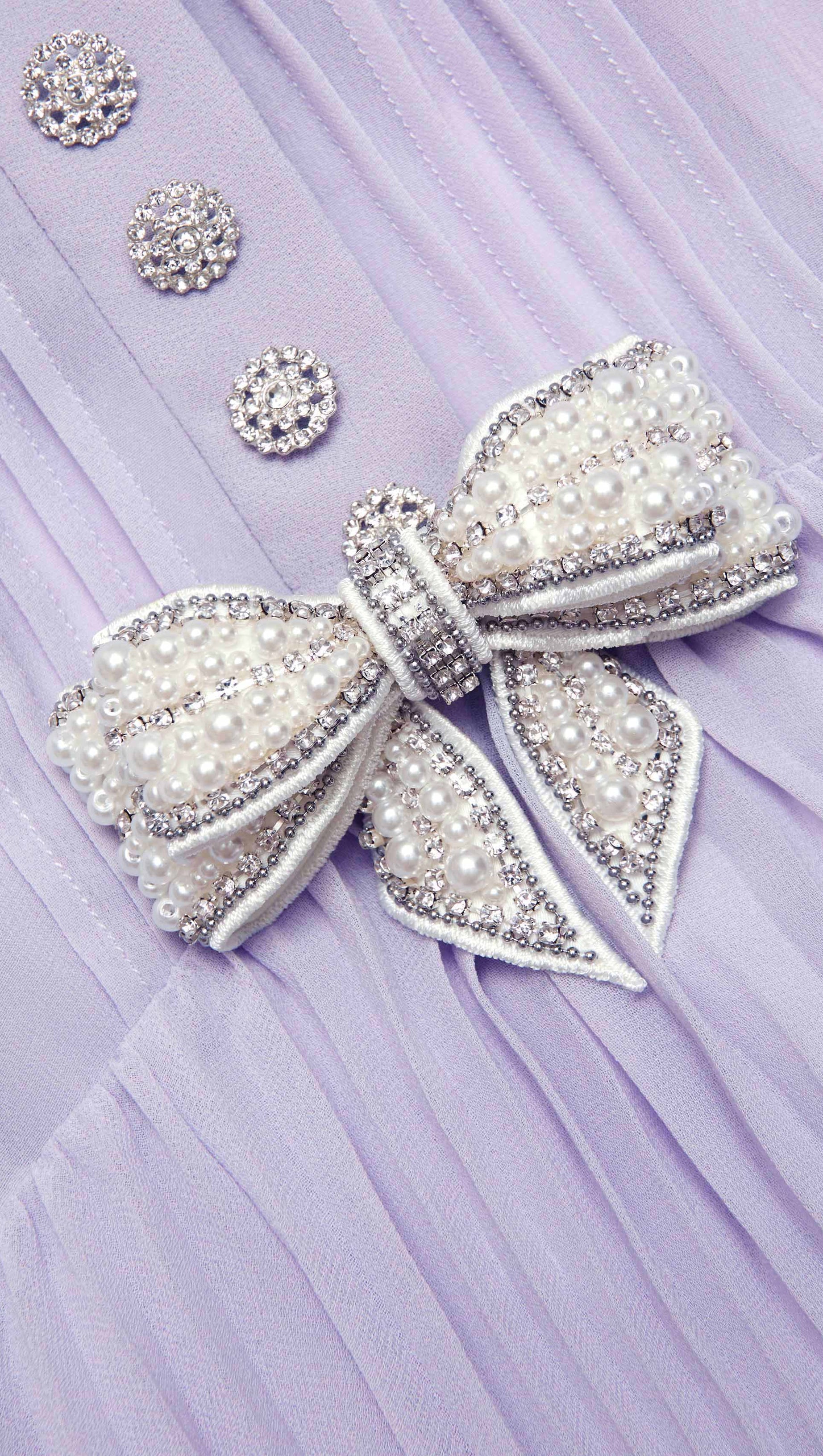 CHIFFON RUFFLED MAXI DRESS IN LILAC