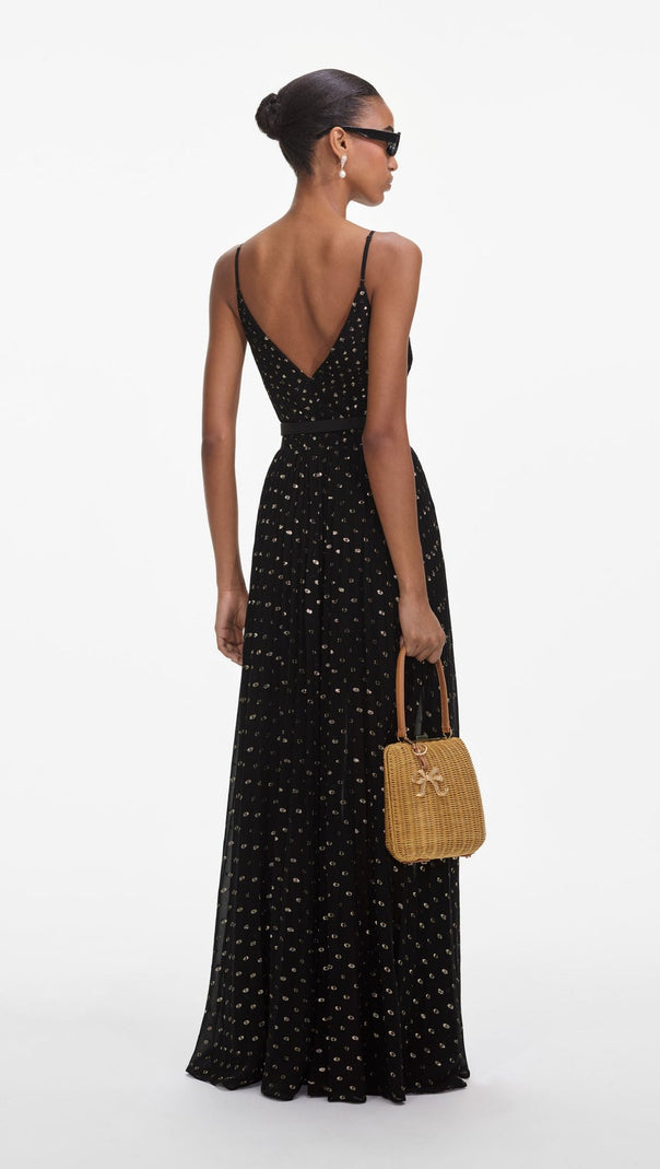 AIIZIE LACE DOT BELTED PLEATED MAXI DRESS - product image