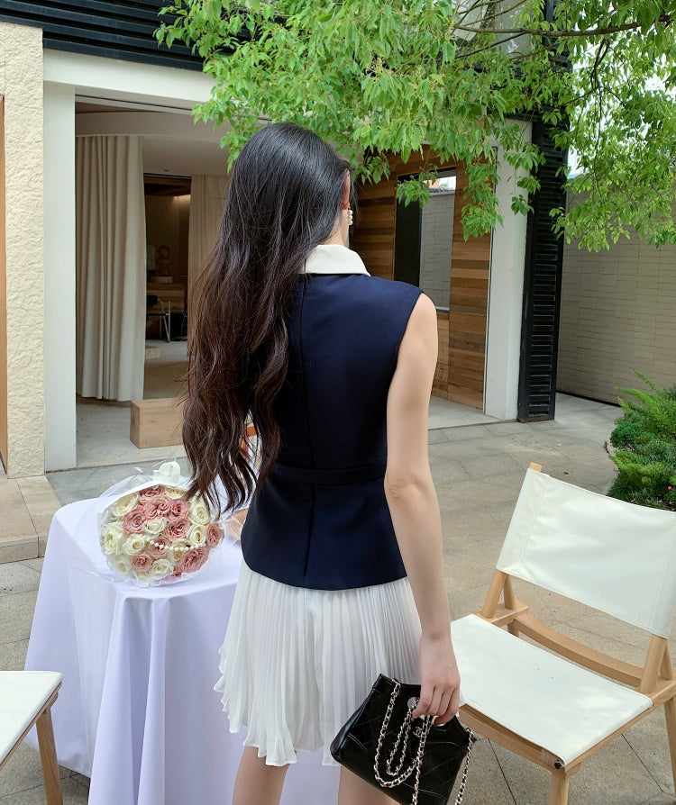 AIIZIE SLEEVELESS BELTED CHIFFON MINI DRESS - product image