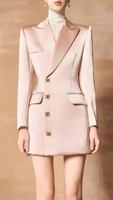 BREENDA ASYMMETRIC CLOSURE BLAZER IN PALE PINK