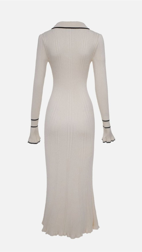 AIIZIE BEVERLY KNIT BODYCON MIDI DRESS IN WHITE - product image
