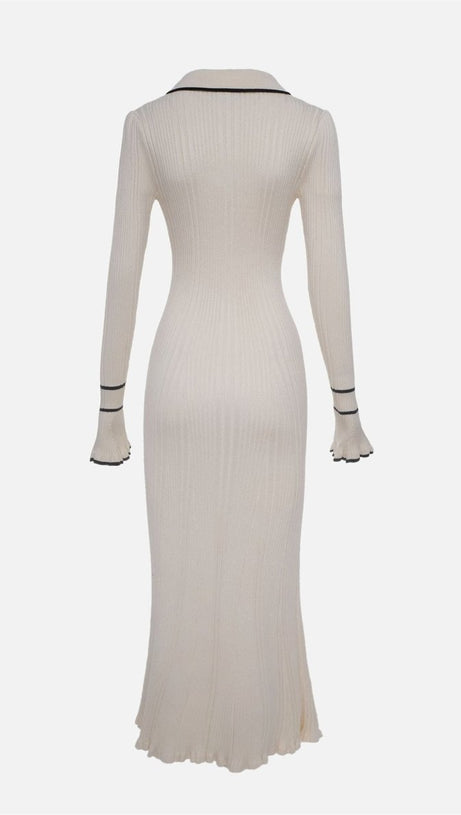 BEVERLY KNIT BODYCON MIDI DRESS IN WHITE