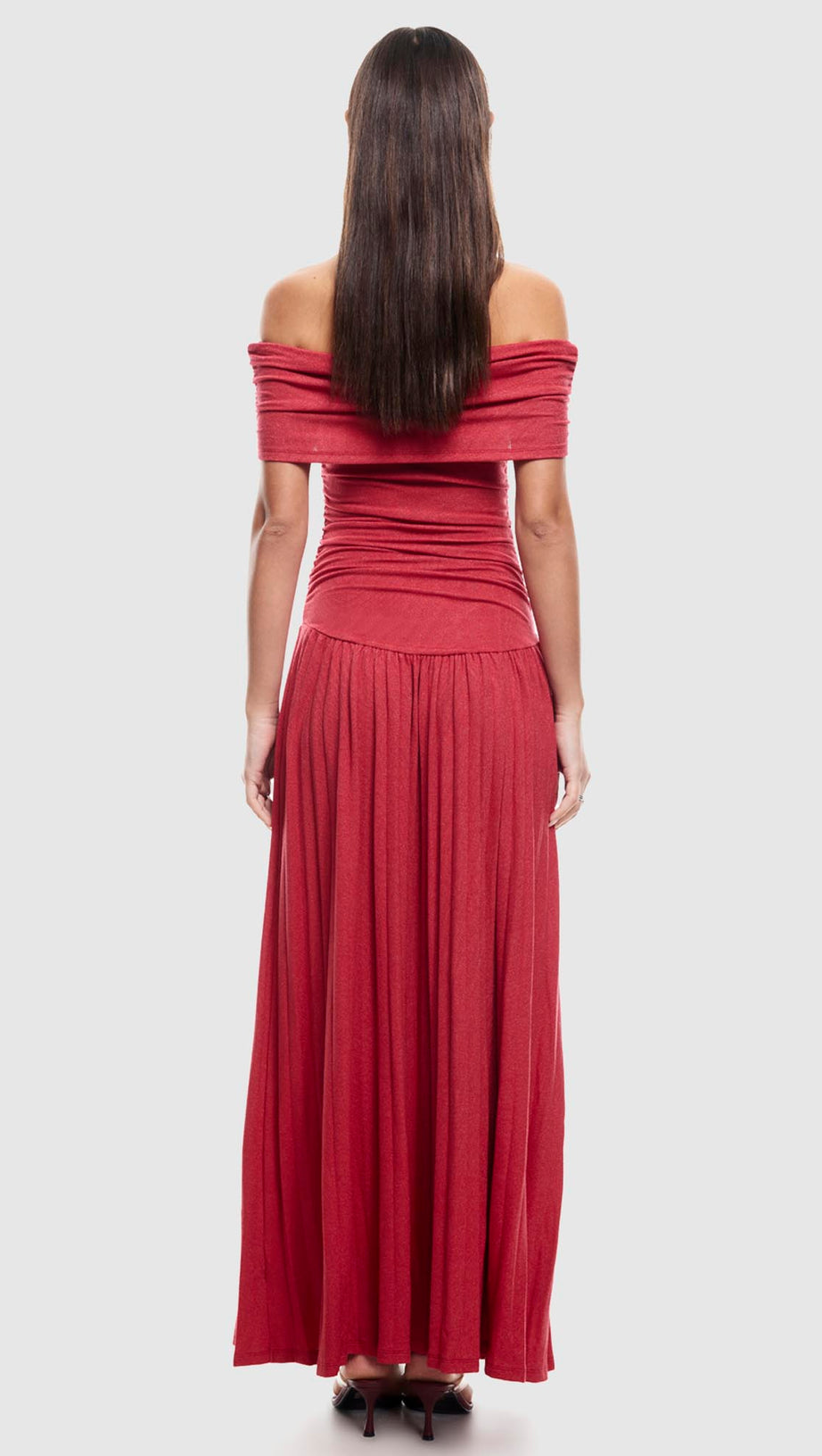 SABINA BODYCON STRAPLESS MAXI DRESS IN CRIMSON