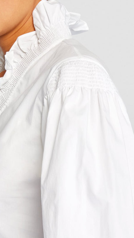 LISANDRA ORGANIC COTTON RUFFLED BLOUSE