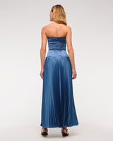 Giselle pleated Drop-Waist Maxi Dress in blue