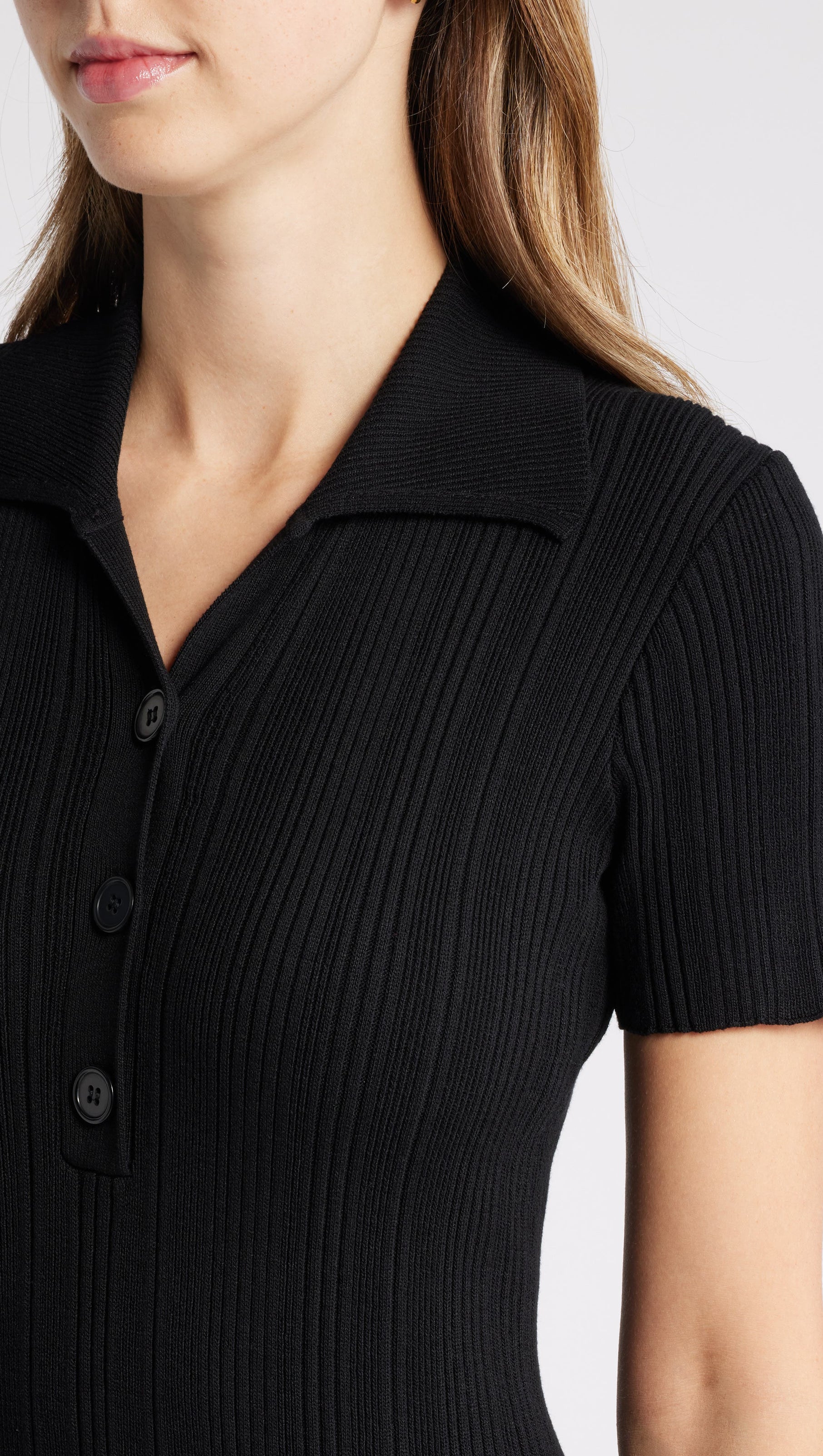 AIIZIE DOLORES BLACK POINTELLE MIDI DRESS - product image