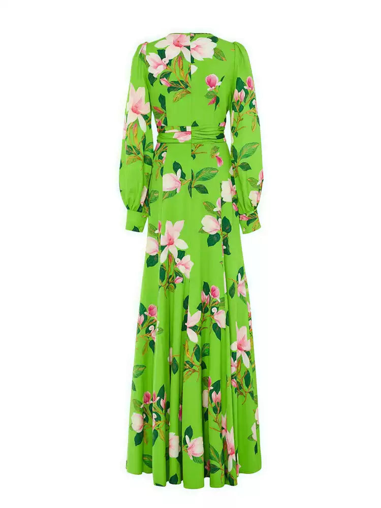AIIZIE GREEN FLORAL LONG SLEEVE MAXI DRESS - product image