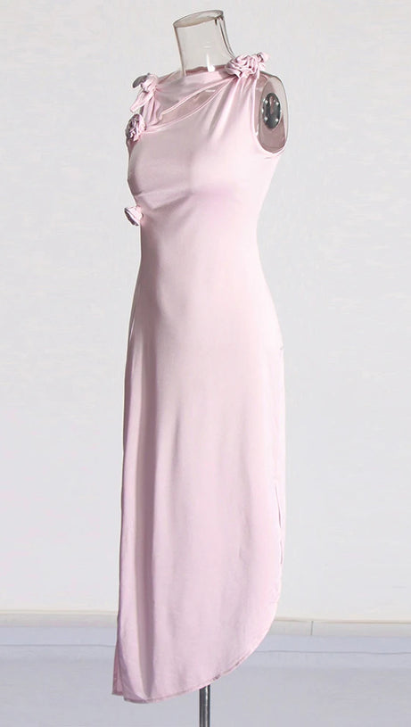 Halbformales Midikleid „Eileen Pink“ mit 3D-Blumen