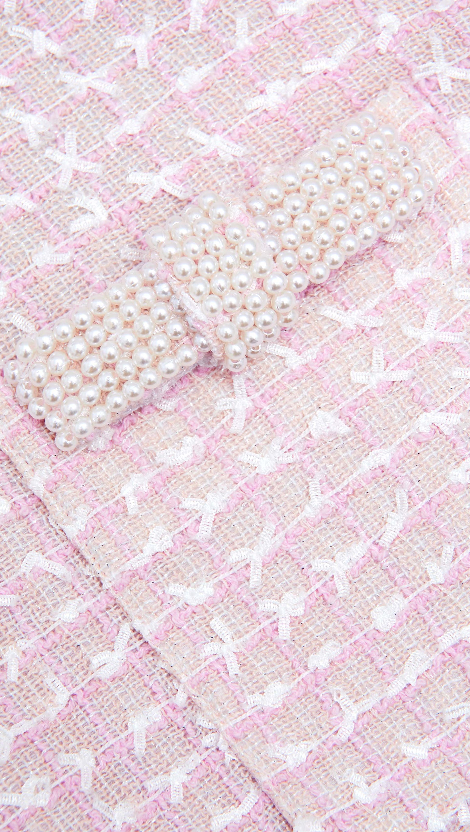 AIIZIE BOUCLE PEARL TRIM MINI DRESS IN PINK - product image