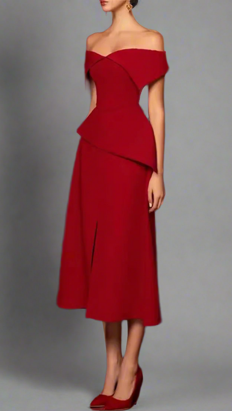 Harper Off-Shoulder-Set in Rot