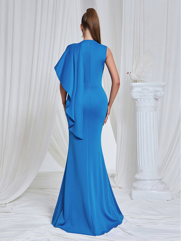 AIIZIE PLEATED HIGH SLIT MAXI DRESS IN BLUE - product image
