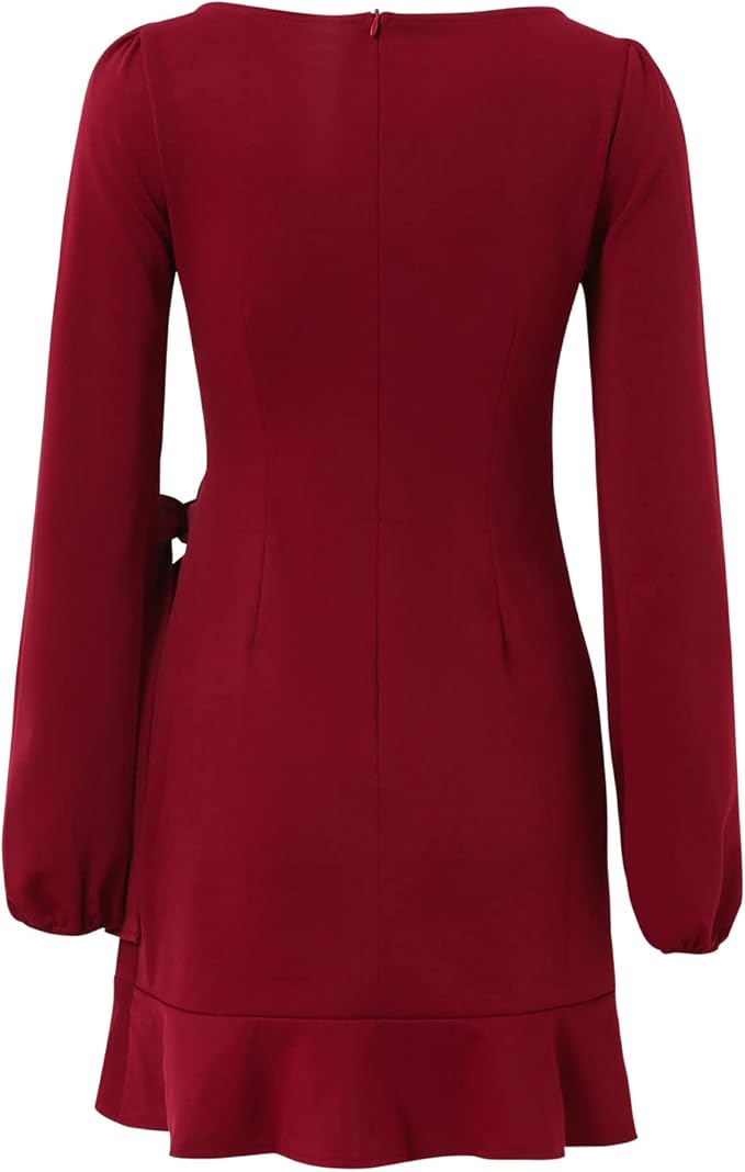AIIZIE SQUARE NECKLINE MINI DRESS IN BURGUNDY - product image