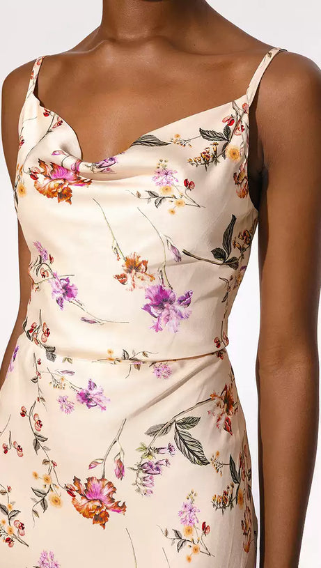 FLORAL PRINT SPAGHETTI STRAP MAXI DRESS