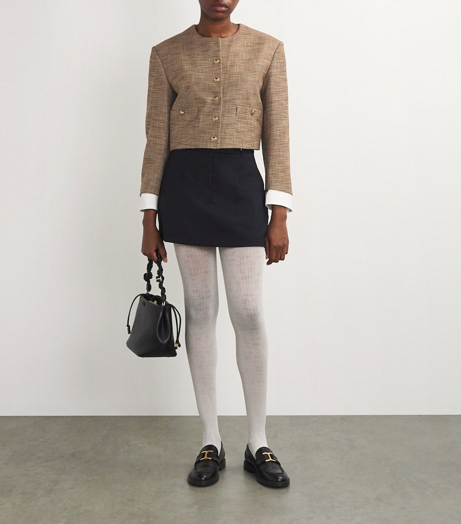 AIIZIE ROUND-NECK HOUNDSTOOTH-PATTERN WOVEN JACKET IN BRUNS - product image